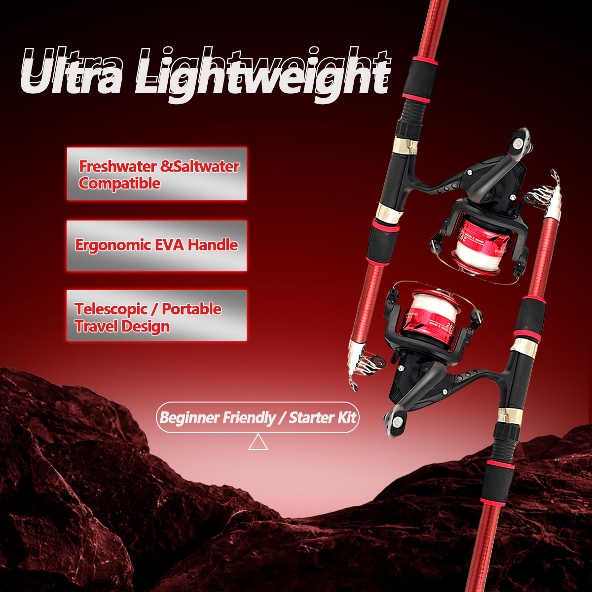 Spincast Reel - Kombo Joran dan Reel Pancing 1.8M